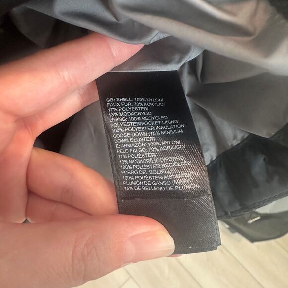 The North Face black longline diamond quilted hooded puffer parka coat jacket S - Picture 7 of 7